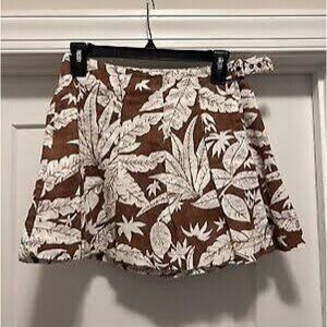 URBAN OUTFITTERS: Brown and White Leaf Print Skirt
